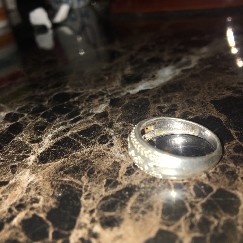 Solid Sterling Diamond Ring With Diamond Chips - image 3